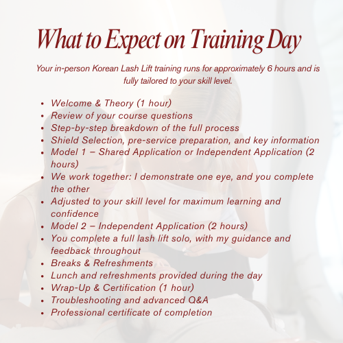 1:1 In Person Korean Lash Lift Training