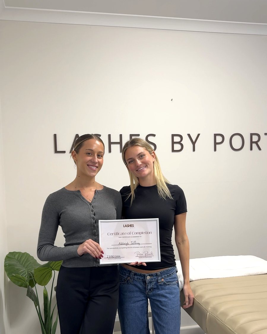 Ashleigh Jeffrey with her Korean Lash Lift Certificate of Completion